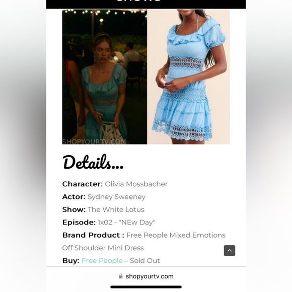 Free People Mixed Emotions White Mini Dress - as seen on White Lotus - Picture 6 of 9